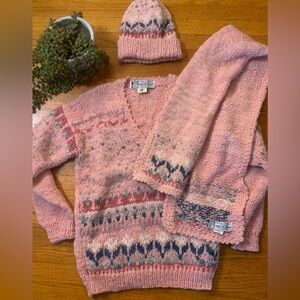 Adorable Vintage Hand spun Wool Winter Sweater Set